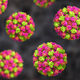 An illustration of norovirus particles.